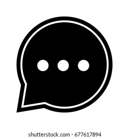 Chat sign, three dots icon, iconic symbol  inside a circle on transparency grid.  Vector Iconic Design.
