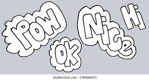 Chat sign vector icon.Cute speech bubble illustration, saying hi,pow,ok,nice symbol