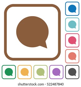 Chat simple icons in color rounded square frames on white background