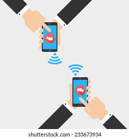 chat with smart phone in flat design