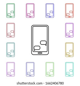 Chat in smart phone multi color style icon. Simple thin line, outline vector of sosial media network icons for ui and ux, website or mobile application