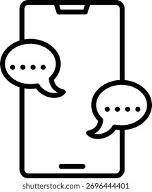 chat, smartphone, communication lineal icon vector for illustration with isolated. suitable for design, icon, logo, app