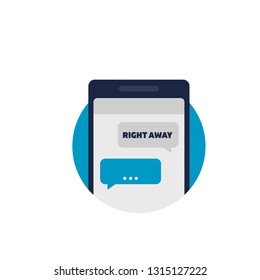 chat in smartphone icon symbol in flat style