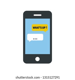 Chat in smartphone icon symbol in flat style