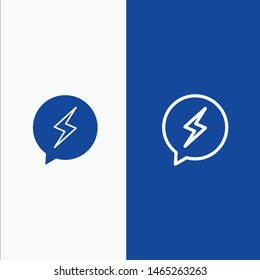 Chat, Sms, Chatting, Power Line and Glyph Solid icon Blue banner Line and Glyph Solid icon Blue banner. Vector Icon Template background