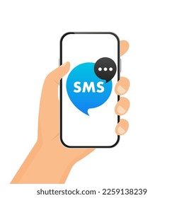 Chat sms message bubbles icon. Service support. Chat online symbol, app Chat Messaging business concept. Text messages are a person sending text messages on a smartphone. Vector illustration