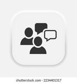 Chat, speak sign, talk icon vector. Communication speech bubble with peoples symbol in neumorphism style. Vector EPS 10