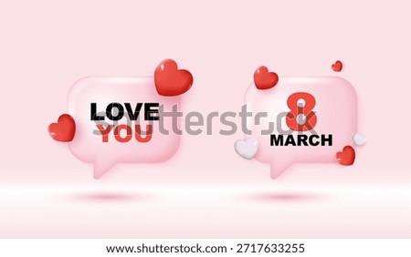 Chat speech bubble with 3d hearts. social media like icon. chat love message with cute 3d hearts. valentine's Day. app love comment. social media concept, love emoticon. 3d vector.