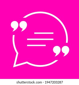 Chat speech bubble abstract vector icon on pink background, abstract web design element for website or presentation