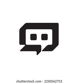 Chat Speech Bubble Bot Icon Logo - Minimal Unique Modern Style Design Template Black color. Talk and Chat Communication Logotype concept. Unique and minimal shape