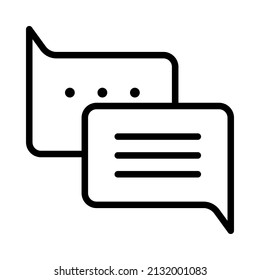 Chat speech bubble flat line icon. Outline sign for mobile concept and web design, store.