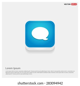 Chat Speech Bubble Icon - abstract logo type icon - blue abstract 3d button with light board and shadow on gray background. Vector illustration