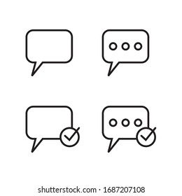 Iconos de chats y de burbujas de habla colocados en fondo blanco.