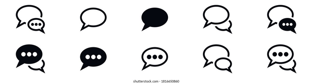 Chat, speech Bubble Icons Set, outline and stroke style