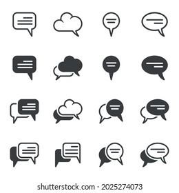 Chat and speech bubble icons set. Isolated vector on pure white background.
