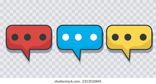 Chat and Speech Bubble icons Set on Vector transparent Background