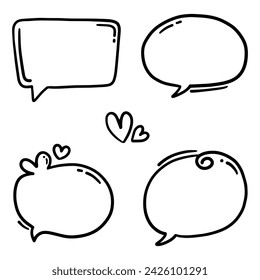 Chat and speech bubble icons set in doodle art. Message Icon, pop art style on vector illustration