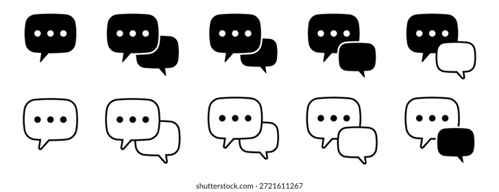 Chat-Sprechblasen-Symbole, Messaging- und Kommunikationssymbole.