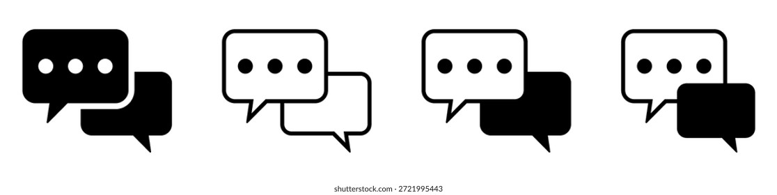 Chat Speech Bubble Icons Set, Messaging, Communication and Conversation Symbols