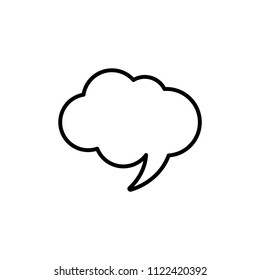 Chat speech bubble line icon isolated on white. Vector illustration. Black contour. Line symbol. Tint, hint. 