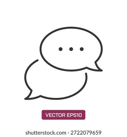 Ícone de linha de balão de fala de bate-papo. Pixel perfeito isolado no fundo branco. Ilustração vetorial