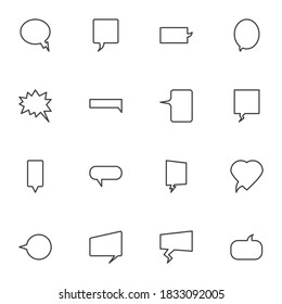 Chat speech bubble line icons set, outline vector symbol collection, linear style pictogram pack. Signs, logo illustration. Set includes icons as chat balloon comment, social media message