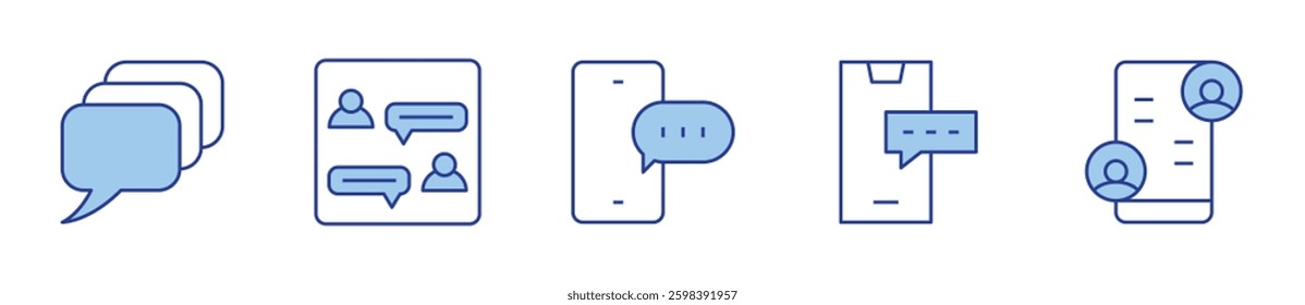 chat, speech bubble, online chat. Chat Icon vector illustration. Line Duotone style. Editable stroke.