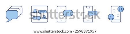 chat, speech bubble, online chat. Chat Icon vector illustration. Line Duotone style. Editable stroke.