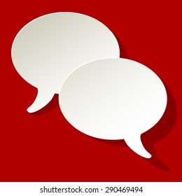 chat speech bubbles ellipse vector white on a red background