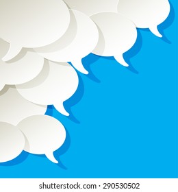 chat speech bubbles ellipse vector white in the corner on a blue background