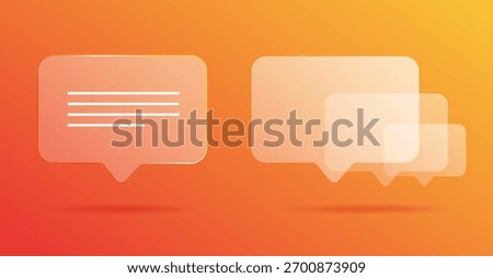 Chat speech bubbles messages collage modern 3d transparent notifications modern design vector graphic illustration set, dialog talk balloons poster orange white, support help service idea