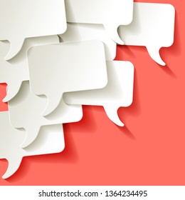 Chat speech bubbles vector white on a Coral color background in the corner