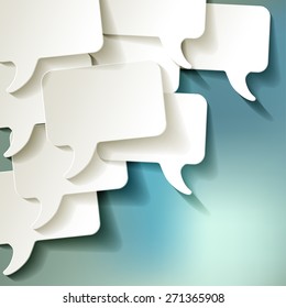 chat speech bubbles vector white on blue bokeh background