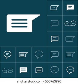 chat, speech, comment, chatting icon on blue background, dialbox set