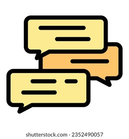 Vector de contorno del icono de charla. Elecciones de ponencia. Color oratorio retórico plano