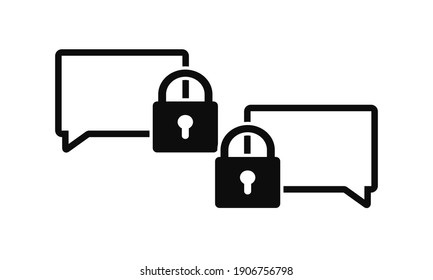 Chat speech message bubbles with padlock. Privacy chat or communication. Illustration vector