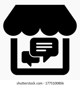 Tienda de chat. Comentarios del mercado. Mensaje a la tienda. Icono de vector