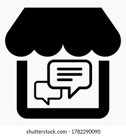 Chat-Geschäft. Feedback vom Markt. Nachricht an den Laden. Vektorsymbol