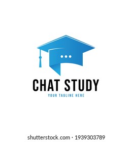 chat study logo design, vector illustration