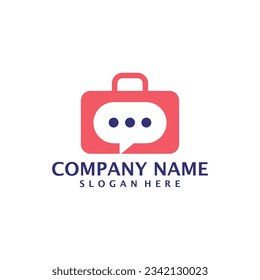 Chat Suitcase logo design vector. Suitcase logo design template concept