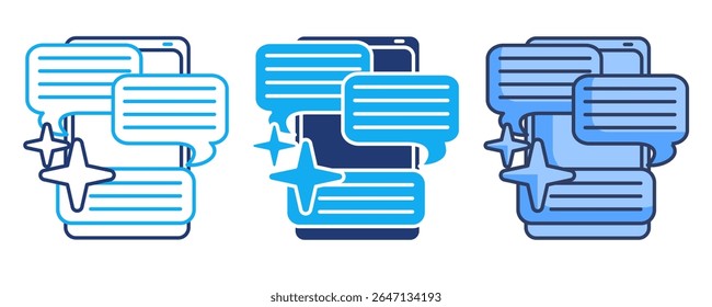 Chat-Zusammenfassung Symbol durch Handy dargestellt, zusammenfassen Chat Blau, Duallin, Dualtone Stil.