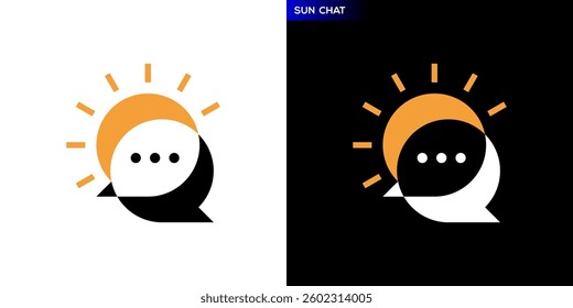 Chat sun logo. Communication, nature, solar. Icon symbol design template EPS 10.	
