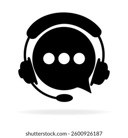 Chat support symbol with headset and speech bubbles for online customer service and communication. Call center. Vector