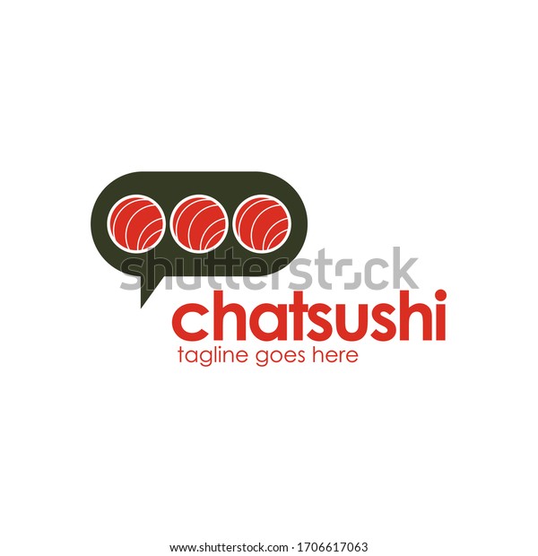 Chat Sushi Logo Template Design Stock Vector Royalty Free
