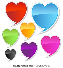 Chat symbol. Set of colored hearts . Vector illustration.