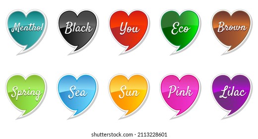 Chat symbol. Set of colored hearts . Vector illustration.