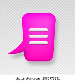 Chat symbol. Typing in a chat icon. 3D Style Pictogram for Web Design, UI, Mobile App, Infographic.