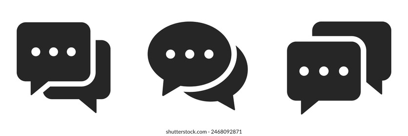 Chat symbol vector set. Speech bubble simple collection. Communication, conversation, discussion, debate, dialog, chat, correspondence, messenger symbols - stock vector.