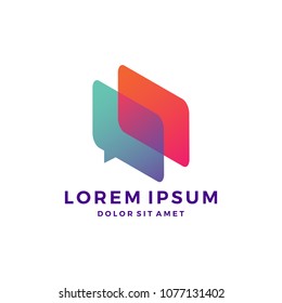 chat talk bubble isometric logo vector icon