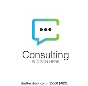 chat talk consulting logo design concept